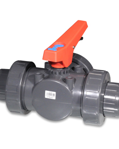 Ball valve 50mm 3-way PVC with T-boring